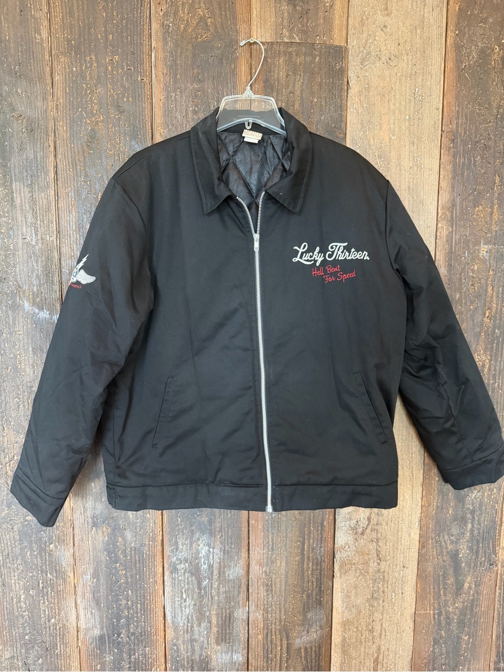 Lucky Thirteen Black Men’s Zip-Up Bomber Jacket